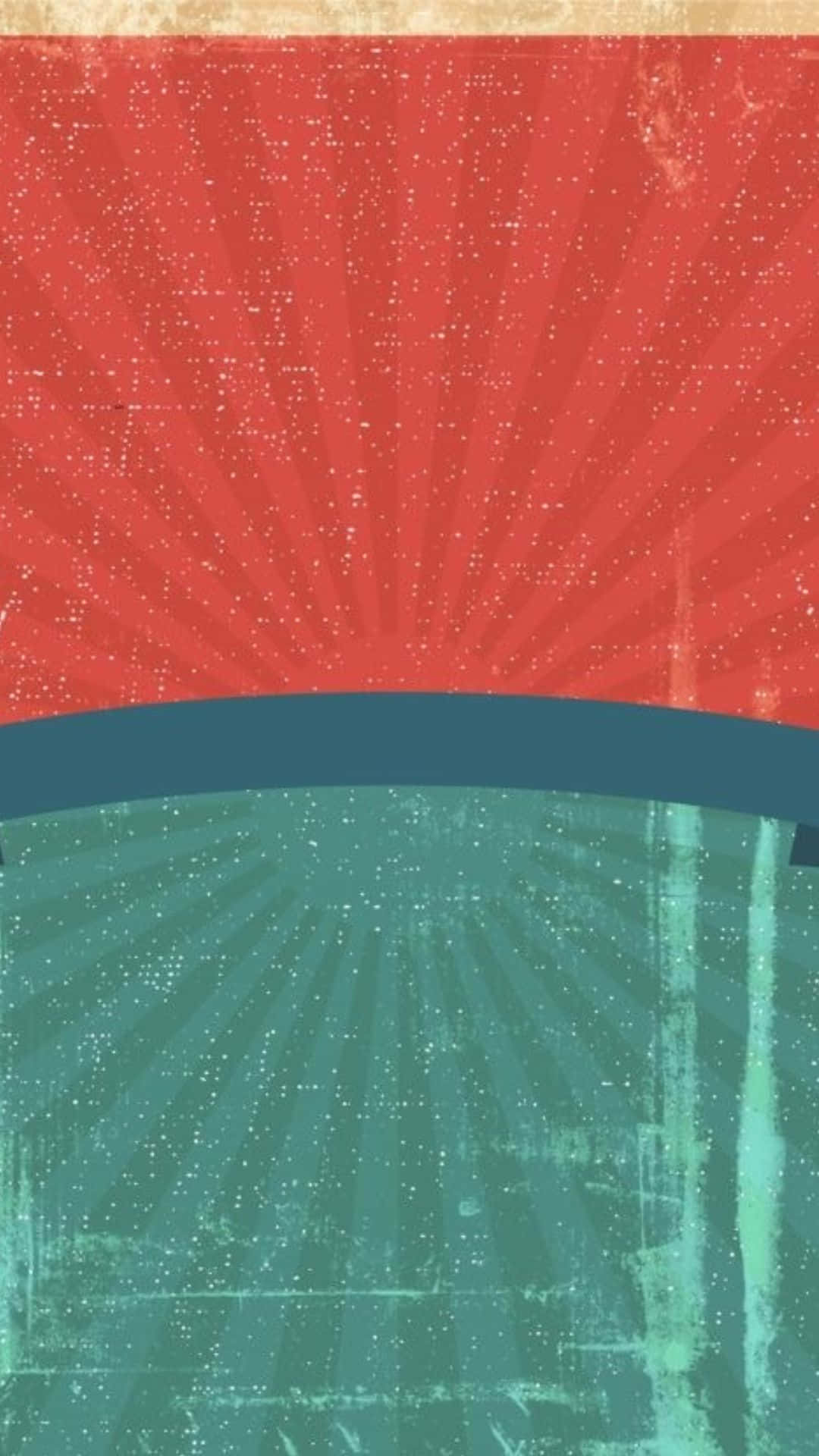 Radial - 眼前一亮的動態背景圖案 壁紙 — 充滿活力的紅色和藍綠色抽象壁紙，帶有太陽爆發圖案和磨損紋理。