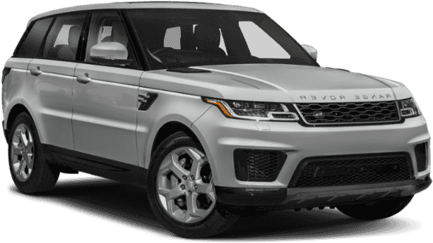 銀色路虎Range Rover Sport側面視圖 壁紙 — 一輛時尚的銀色 Range Rover Sport SUV 在透明背景下的攝影棚燈光中展示。