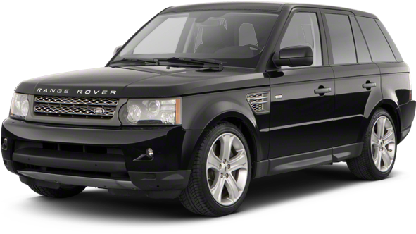 黑色Range Rover Sport側面視圖 壁紙 — 一輛時尚的黑色Range Rover SUV，在攝影棚燈光下展示，帶有鍍鉻飾邊和銀色合金輪圈。