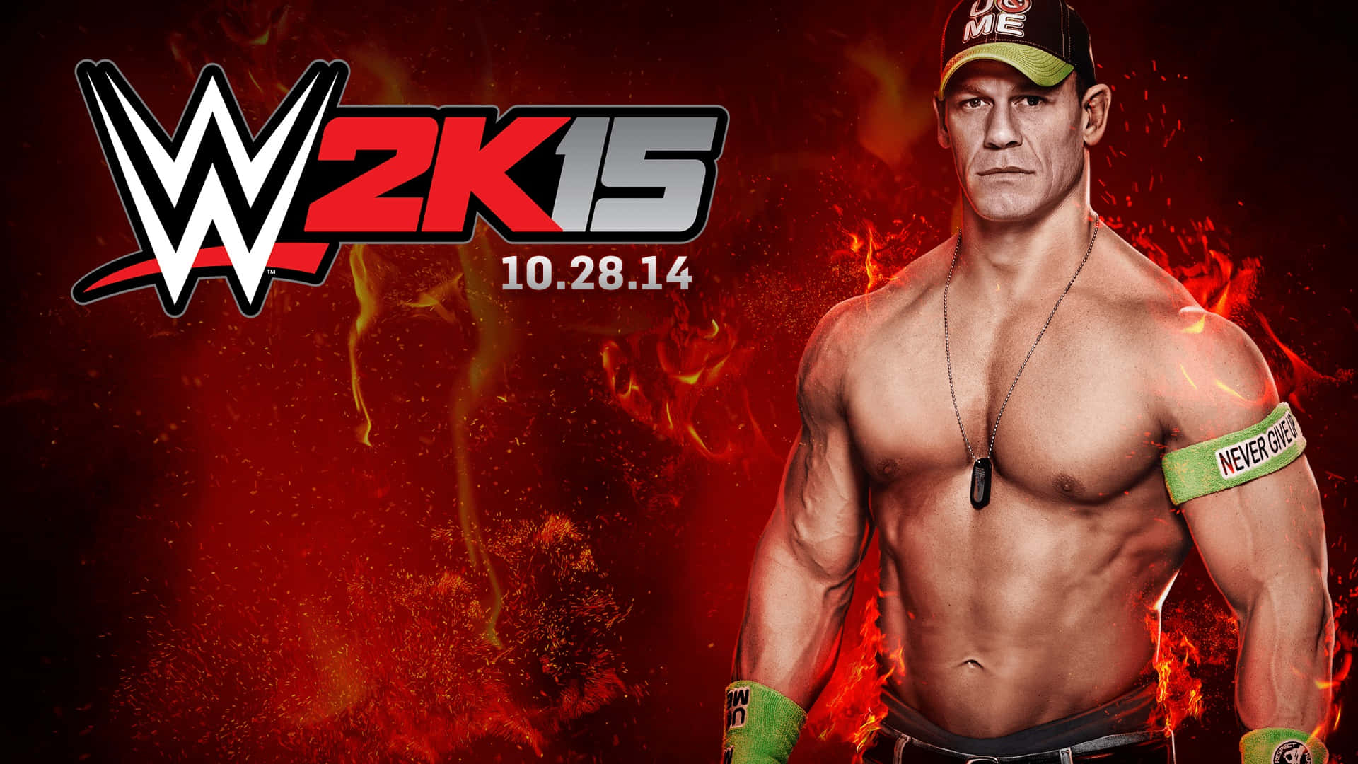 WWE摔角手John Cena在WWE 2K15遊戲的火熱宣傳圖片中。