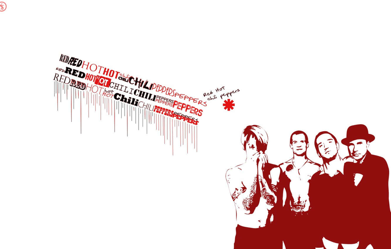 Red Hot Chili Peppers 樂隊標誌，帶有滴落文字和四位成員的紅色剪影。