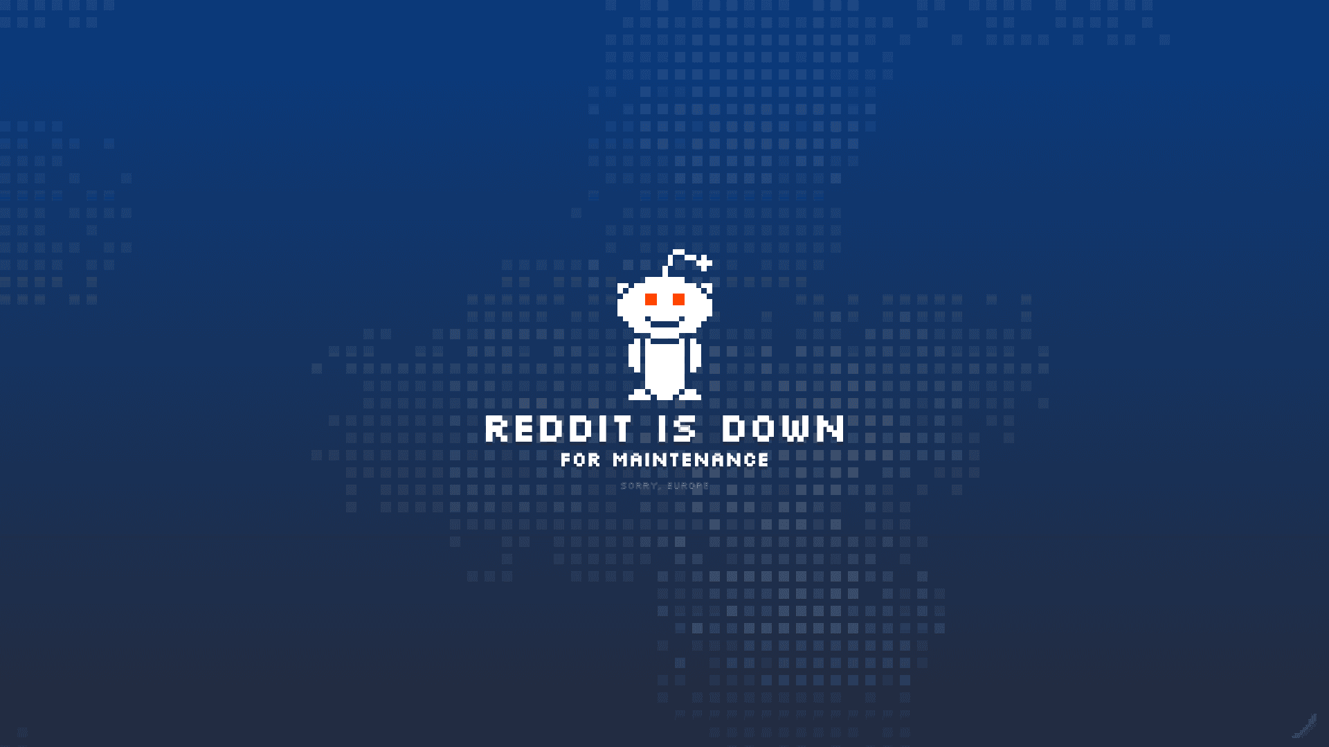 藍色背景上寫着「reddit 無法使用」 壁紙