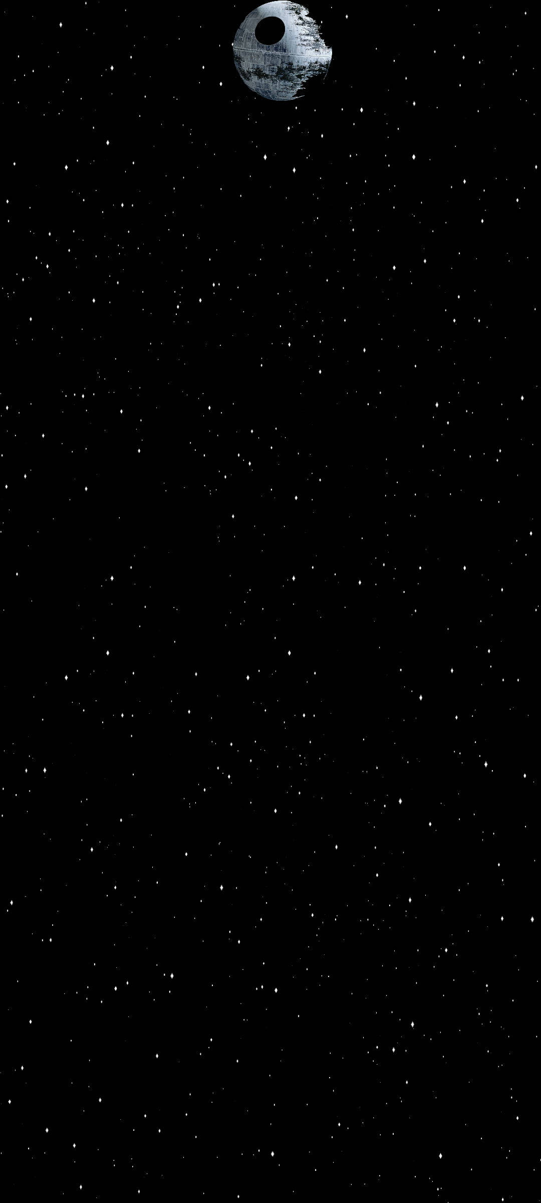 Redmi Note 10 死星2 壁紙 — 死星在深空的星場中顯得巨大，其標誌性的球形輪廓主宰著黑色的虛空。