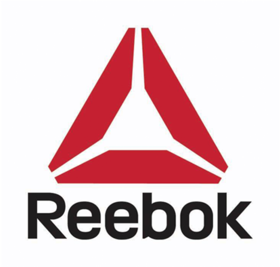 Reebok經典標誌 壁紙 — 大膽的紅色 Reebok 標誌，黑色文字，純白背景。
