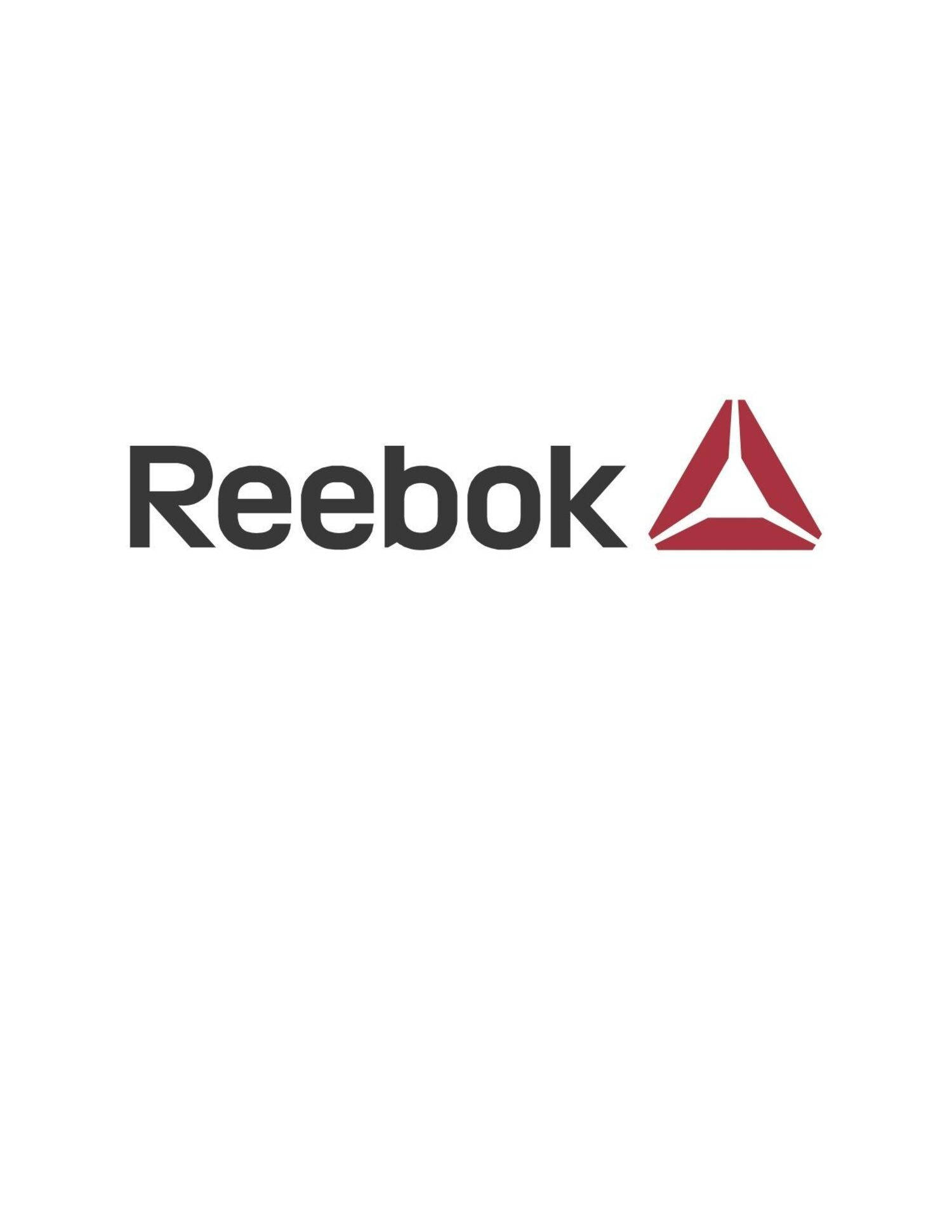 Reebok Delta標誌手機壁紙 壁紙 — 白色背景上黑色文字和紅色三角形的Reebok標誌。