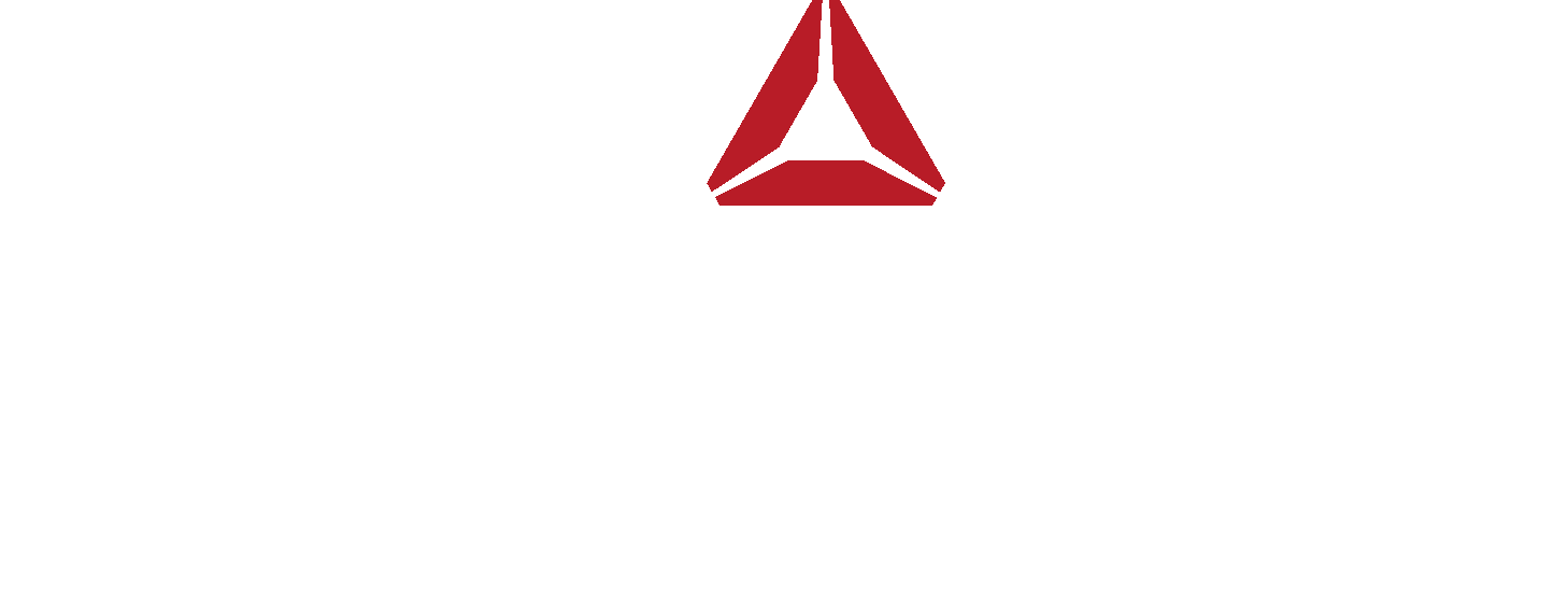 Reebok x CrossFit YUL 聯名標誌 壁紙 — 一個大膽的紅色抽象幾何形狀位於純白色背景的中央。