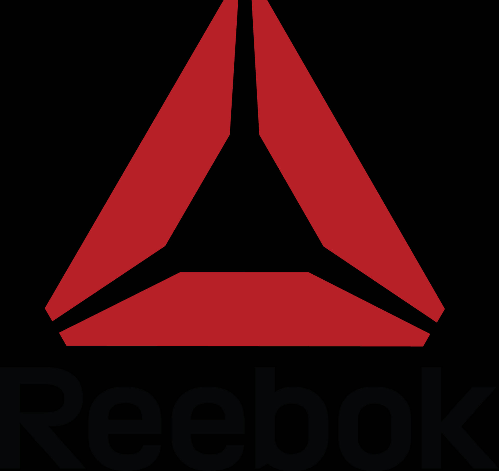 黑色背景上的紅色和黑色Reebok標誌。