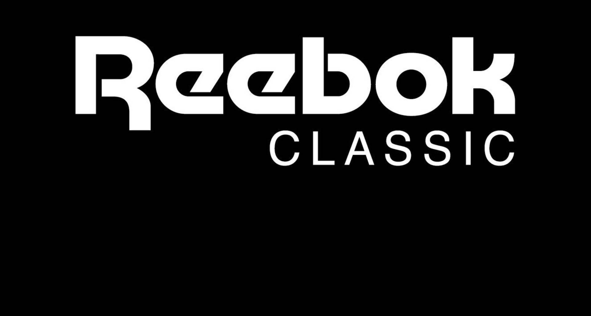 黑色背景上的白色Reebok Classic標誌文字