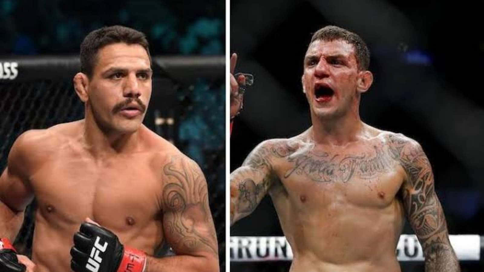 八角籠內兩名男性MMA拳手，一人冷靜，另一人勝利咆哮。