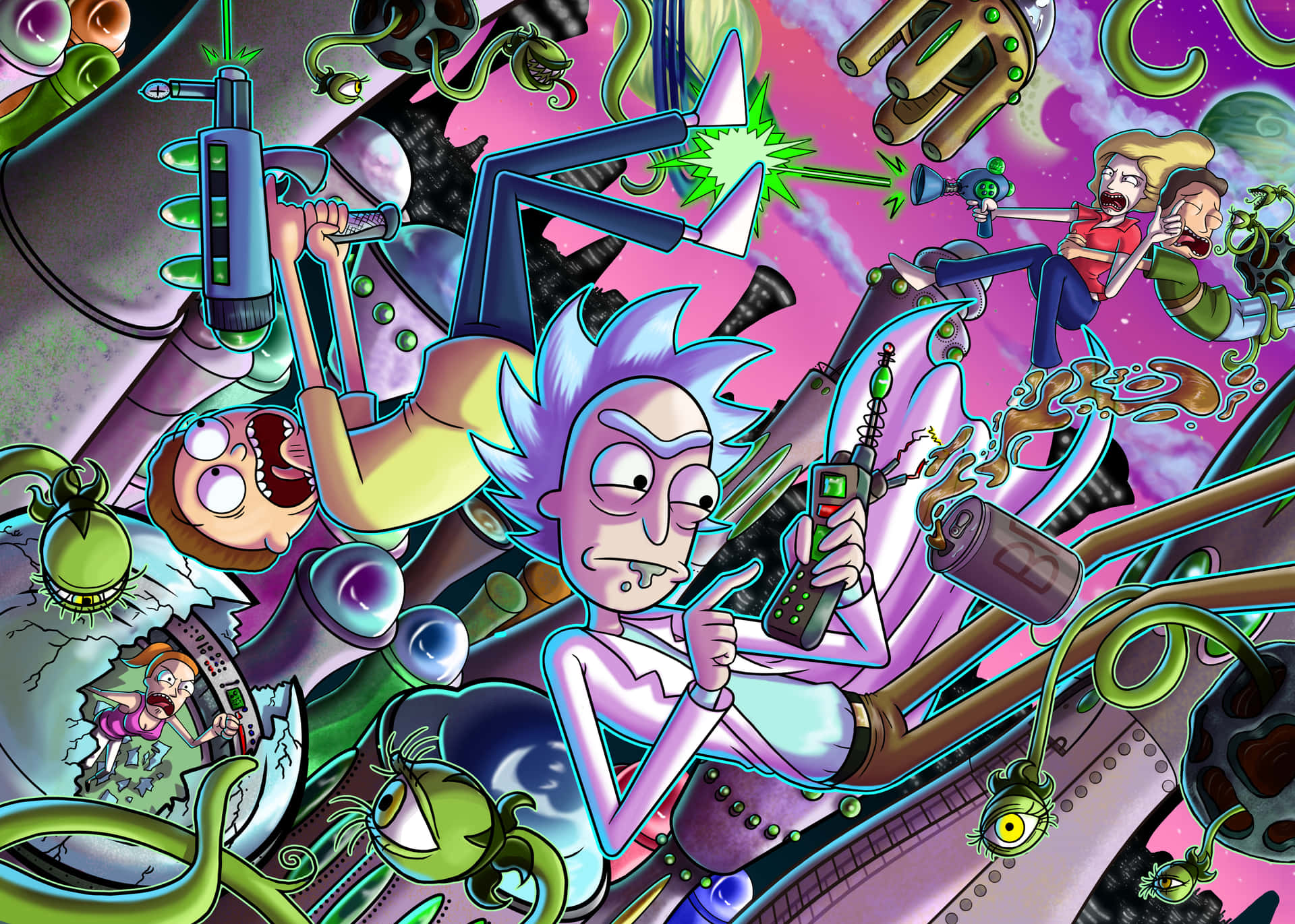 Rick Sanchez 和 Morty Smith 在充滿外星人的混亂太空冒險中。