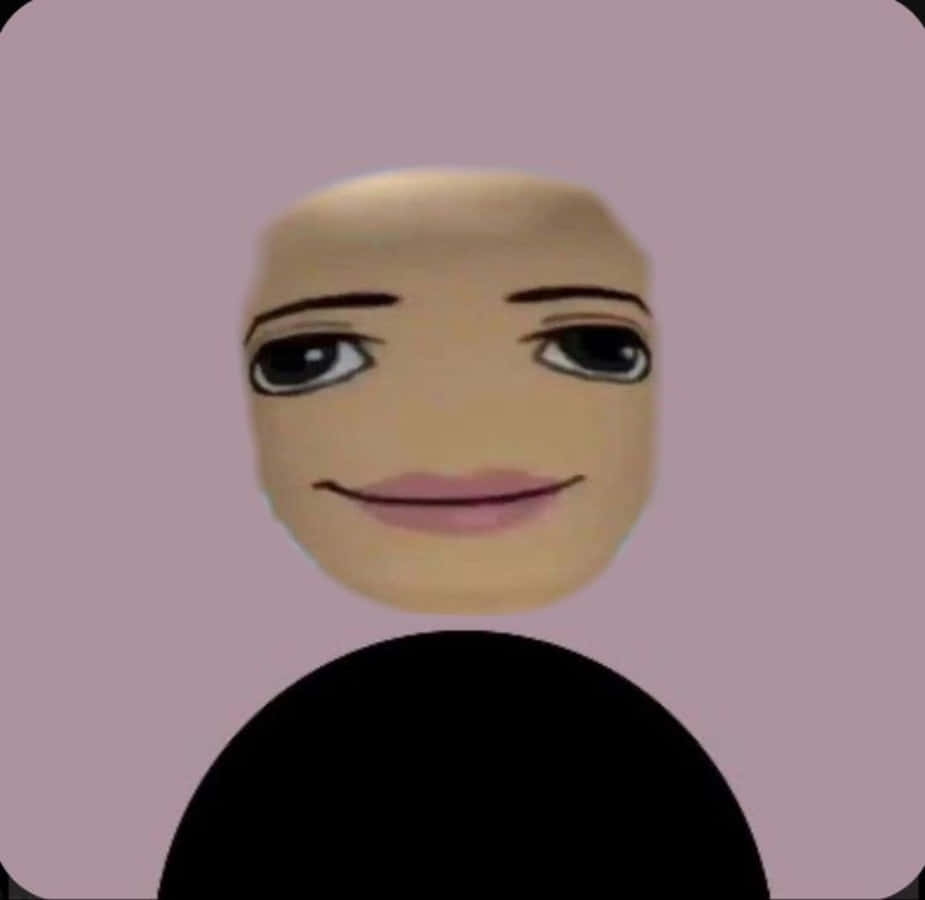 搞笑 Roblox 女性角色圖像 壁紙 — 一個極簡的數碼頭像，光頭，溫柔微笑，背景是柔和的薰衣草色。