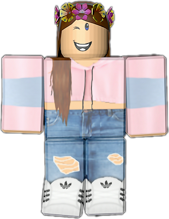 Roblox 角色粉紅連帽衫花卉冠冕 壁紙