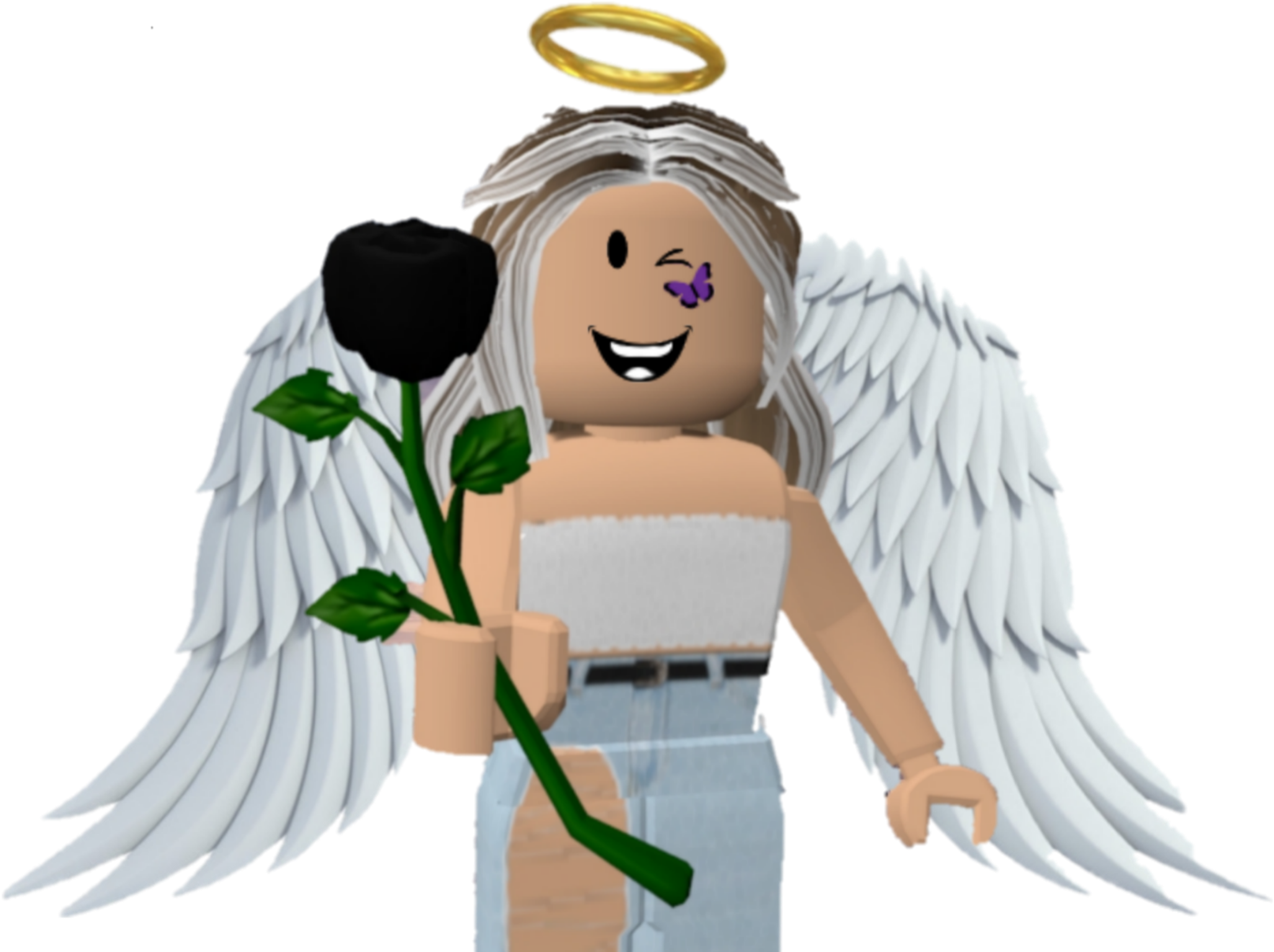 Roblox 天使造型黑色玫瑰 壁紙