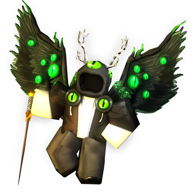 綠色眼睛與翅膀的Roblox角色 壁紙