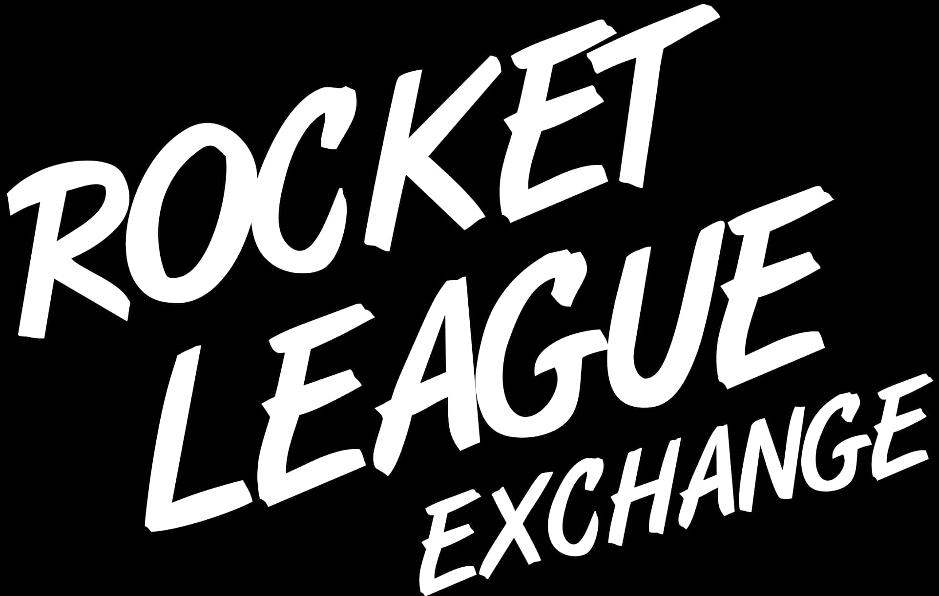 Rocket League Exchange 標誌 壁紙 — 在純黑色背景上，以粗體白色風格文字顯示「Rocket League Exchange」。