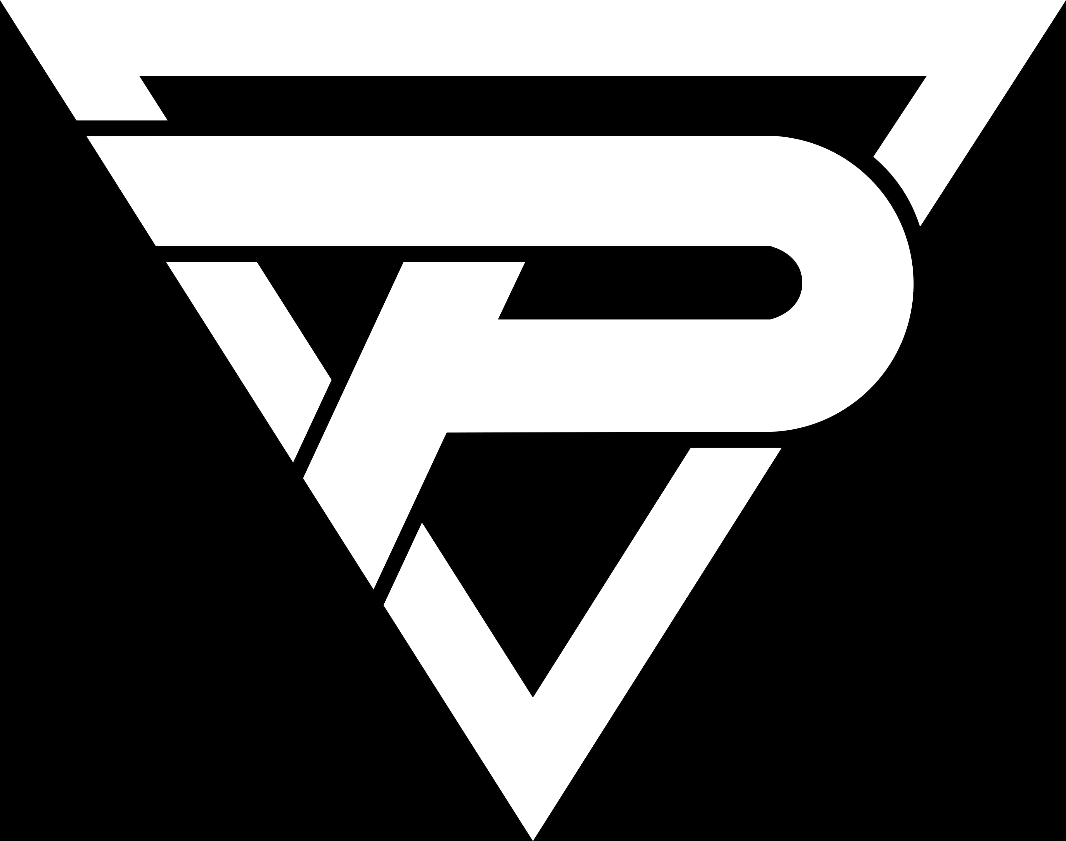 Rocket League V P Pro隊標誌 壁紙 — 一個大膽的黑白抽象標誌，在三角形框架內有一個風格化的「VP」。