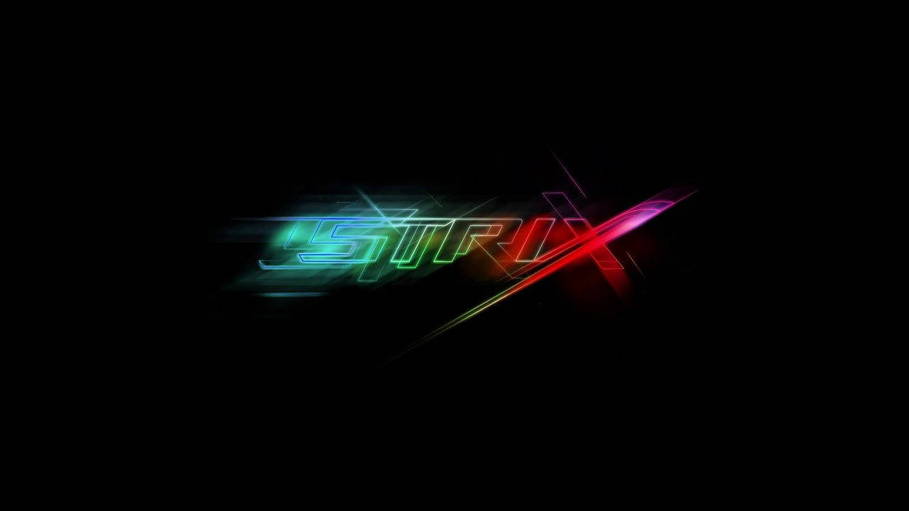 黑色背景上發光的霓虹 STRIX 文字