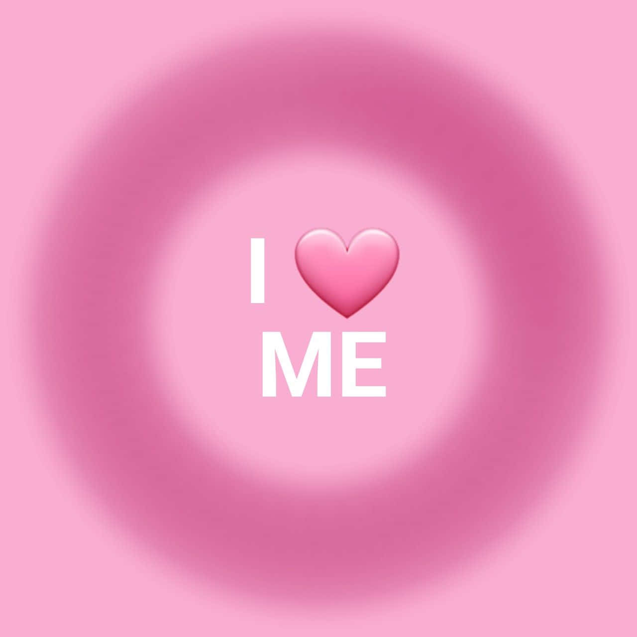 粉紅色漸變背景，白色文字寫著 I heart ME。 — 粉紅色心形動圖 壁紙