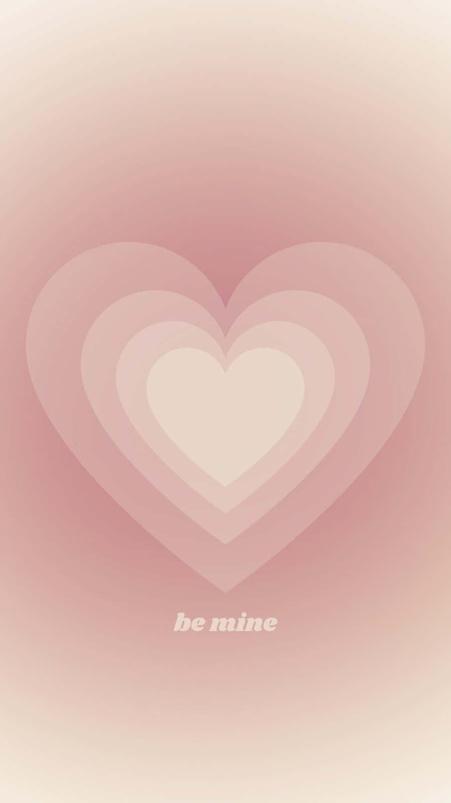 粉紅漸變、層疊心形、文字 be mine — 粉紅色心形動圖 壁紙