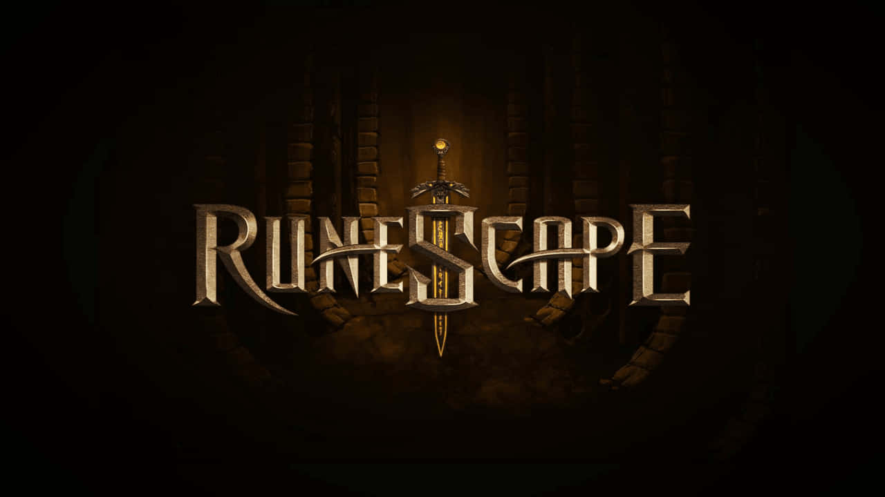 RuneScape 標誌，劍穿過黑暗石拱門中的字母