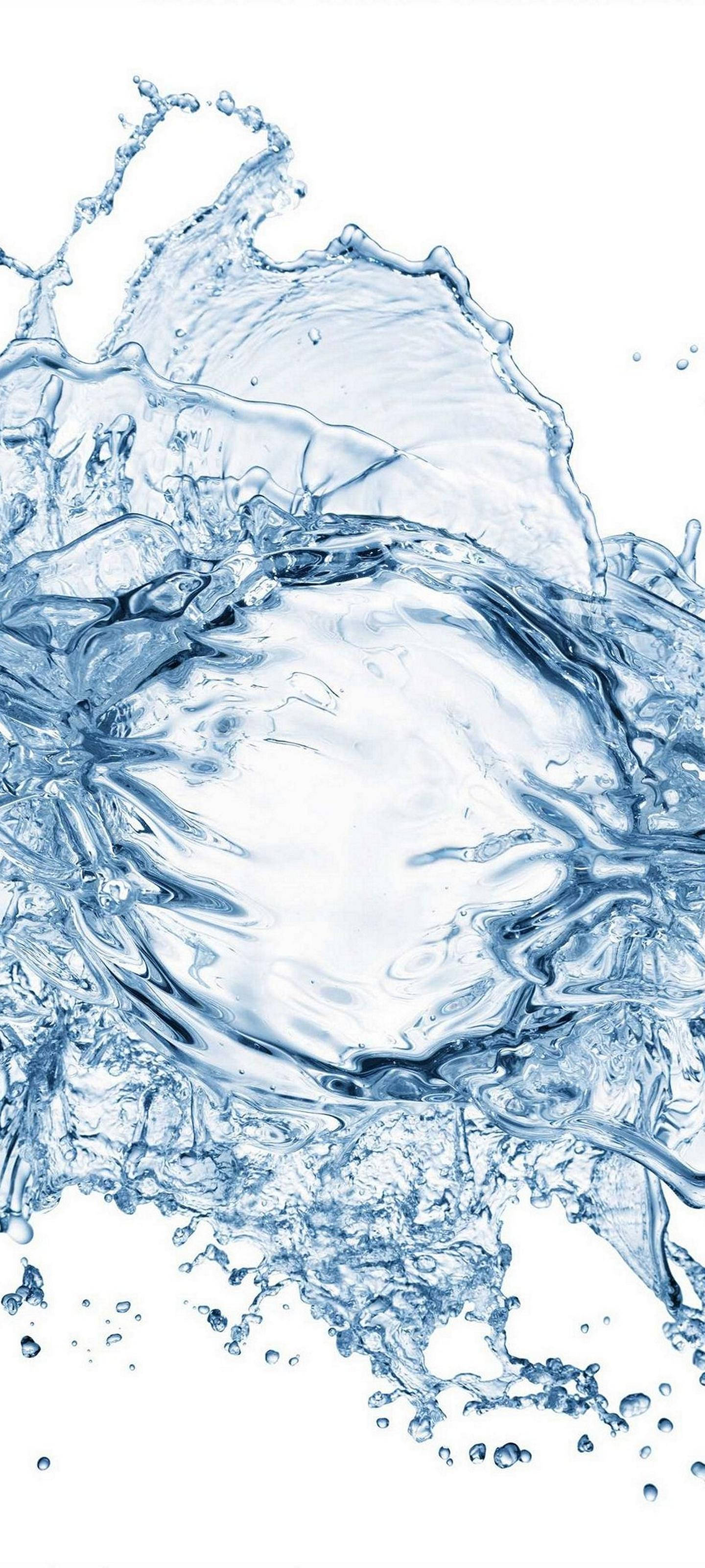 驚豔的Samsung S21 Ultra持久水濺效果 壁紙 — 清澈藍色水花在純白背景前動態定格於半空中。