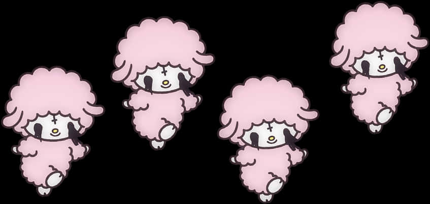 Sanrio 粉紅綿羊多種姿勢 壁紙