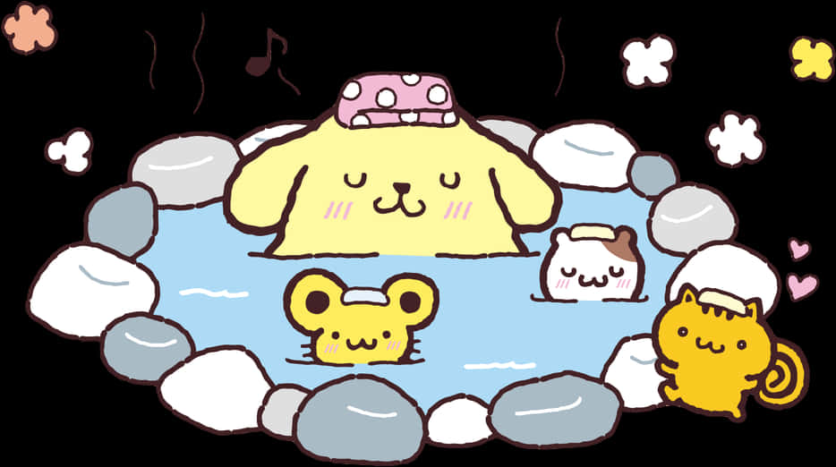 Sanrio 角色享受溫泉