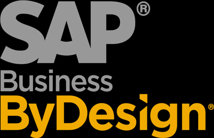 SAP 商業設計標誌 壁紙 — 大膽的灰色和黃色 SAP Business ByDesign 標誌，純黑色背景，簡潔現代字體。