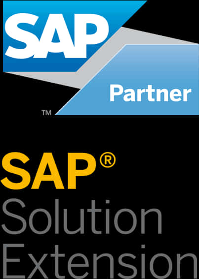 SAP 合作解決方案擴展標誌 壁紙 — SAP Partner 標誌，黑色背景上帶有藍色和黃色文字，呈現 'SAP Partner' 和 'SAP Solution Extension' 字體。