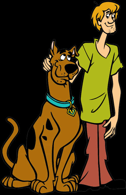 Scooby-Doo 與 Shaggy 向量藝術 壁紙 — Scooby Doo 和 Shaggy 以經典卡通風格一起站在黑色背景前。
