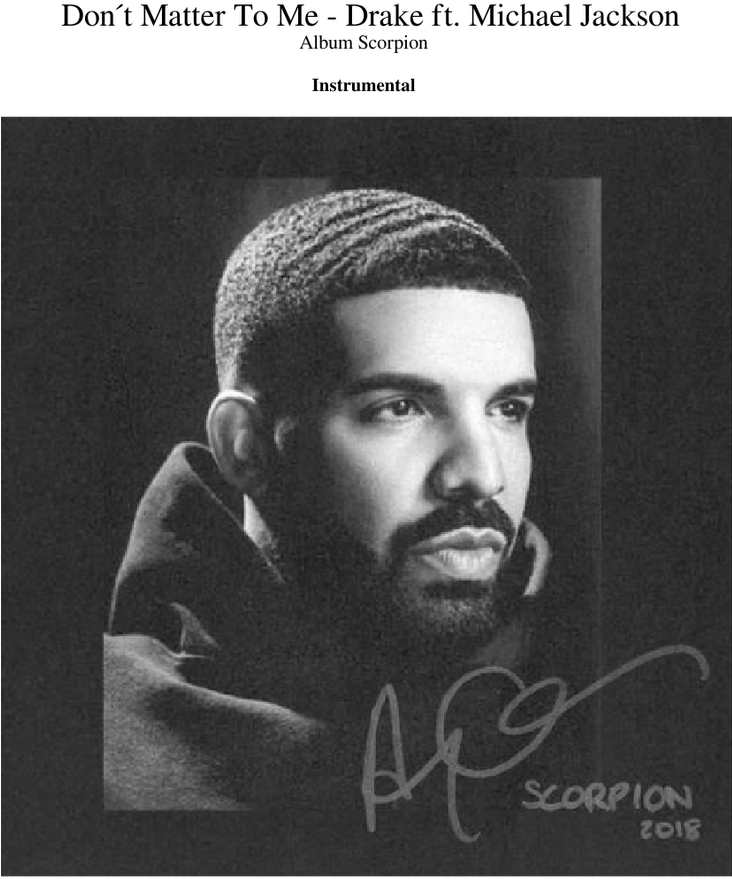 德雷克《Scorpion》專輯宣傳照 壁紙 — Drake 穿著連帽衫的黑白肖像，下方有他的簽名和「Scorpion 2018」字樣。