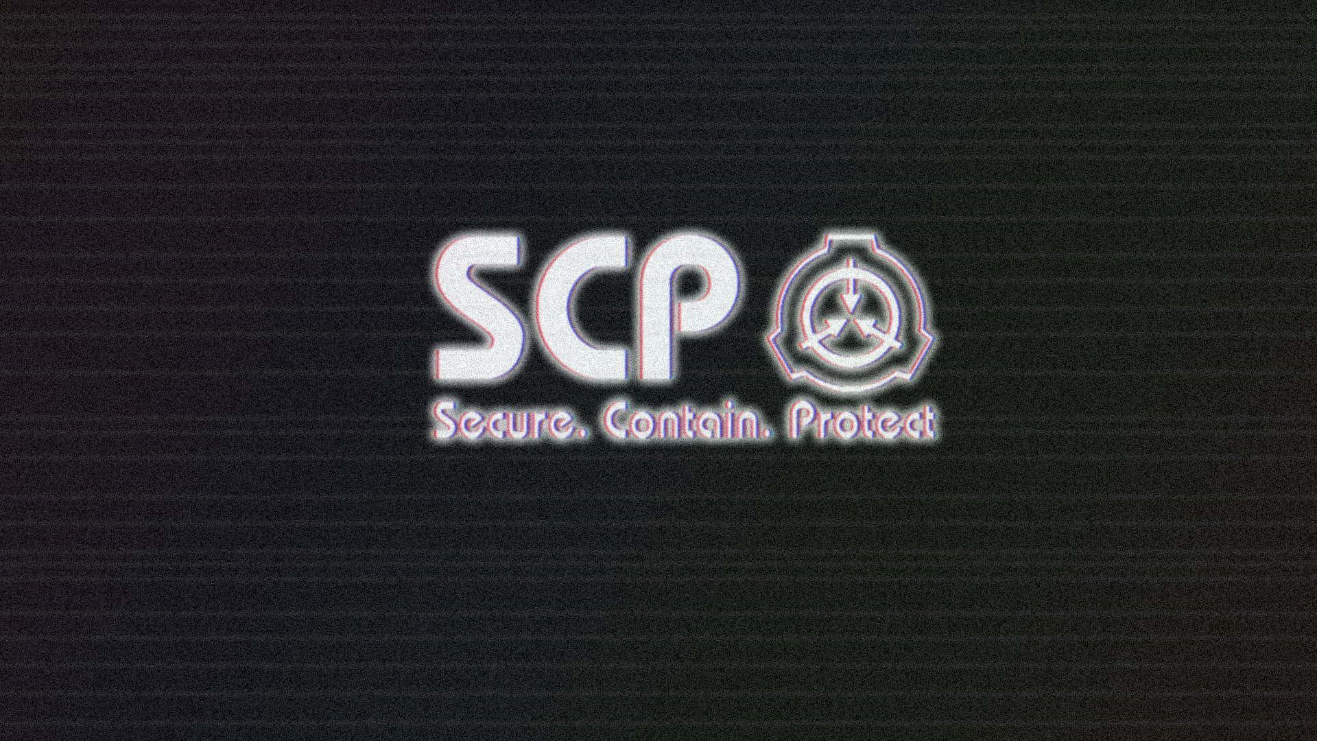 深色靜態背景上帶有故障效果的 SCP Foundation 標誌