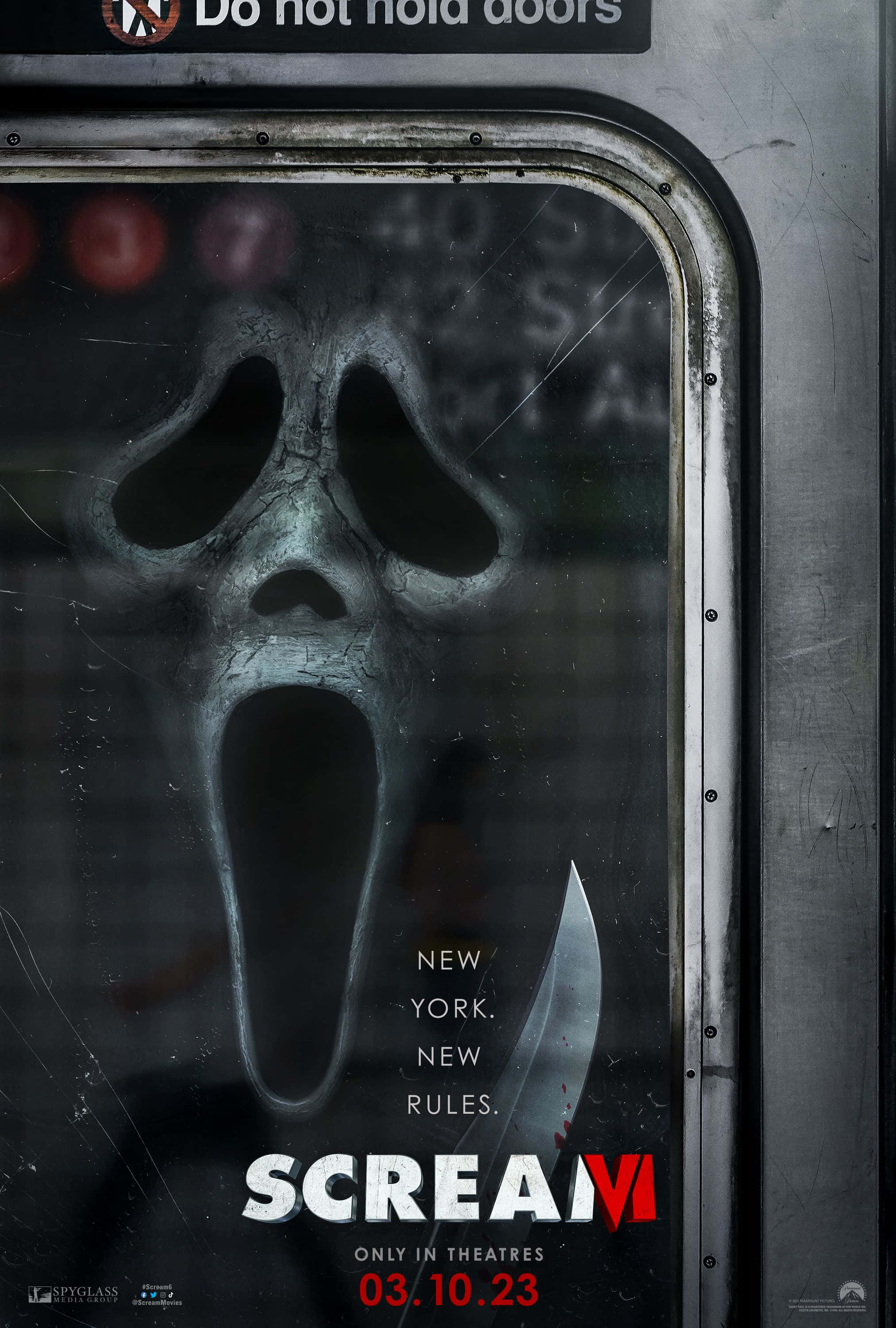 Scream V 海報，上有面容 壁紙