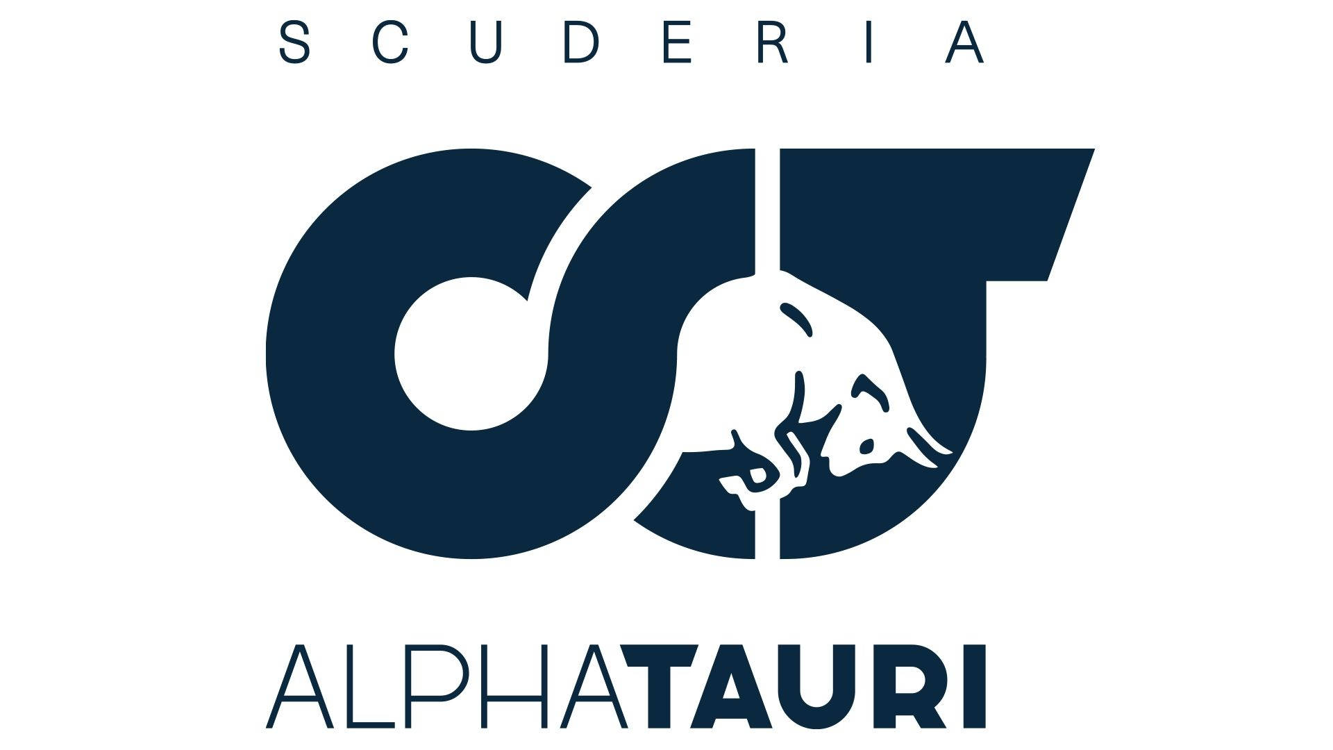 Scuderia AlphaTauri 賽車隊標誌，帶有海軍藍和白色的公牛徽章。