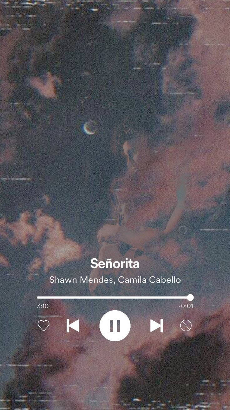 在宇宙背景上為Shawn Mendes和Camila Cabello的Señorita而設的故障音樂播放器。