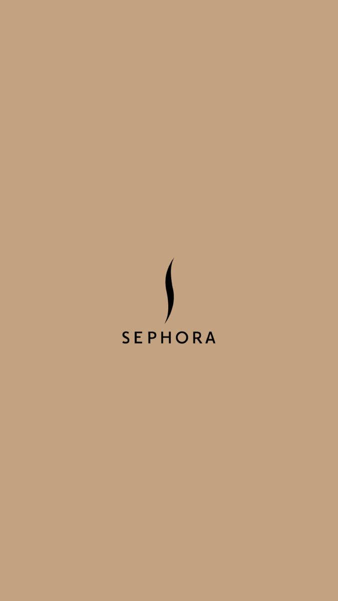 Sephora 桃棕色簡約風 壁紙 — 簡約米色背景，中央放置黑色Sephora標誌和文字。