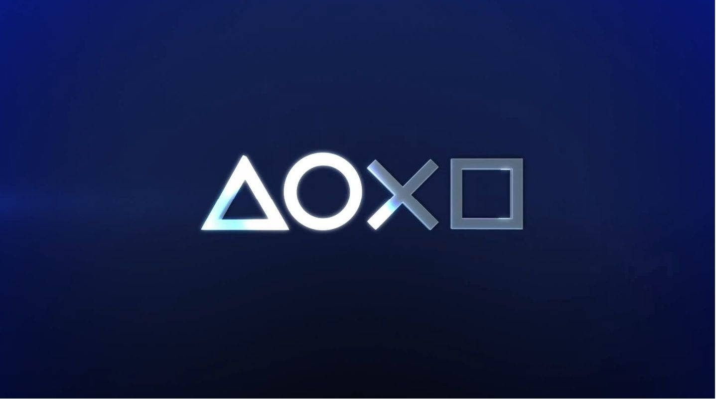PlayStation控制器按鈕符號在深藍色背景上發光