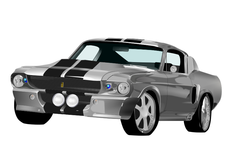 經典銀色福特野馬Shelby GT500插畫 壁紙