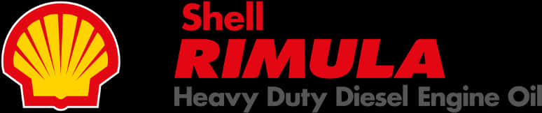 Shell Rimula 重型柴油機油標誌 壁紙 — 粗體紅色和黃色Shell Rimula標誌，附有重型柴油引擎機油文字，黑色背景。