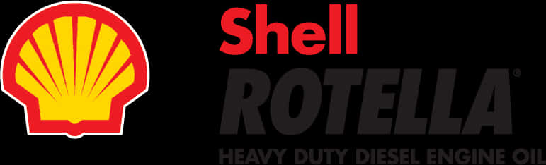 Shell Rotella標誌 壁紙 — Shell Rotella 重型柴油引擎機油標誌，帶有紅黃色貝殼標誌和粗體文字，背景為黑色。