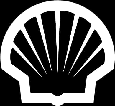 Shell黑白標誌 壁紙 — 一個純白色風格化的貝殼標誌在純黑色背景上脫穎而出。