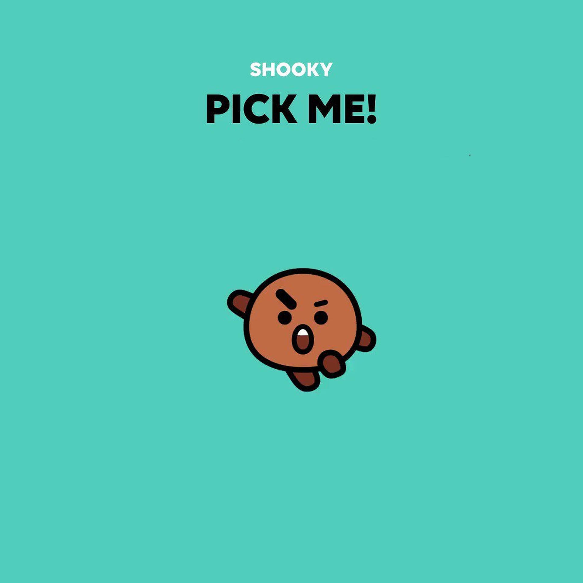 一個棕色卡通角色帶著憤怒的臉大喊 pick me