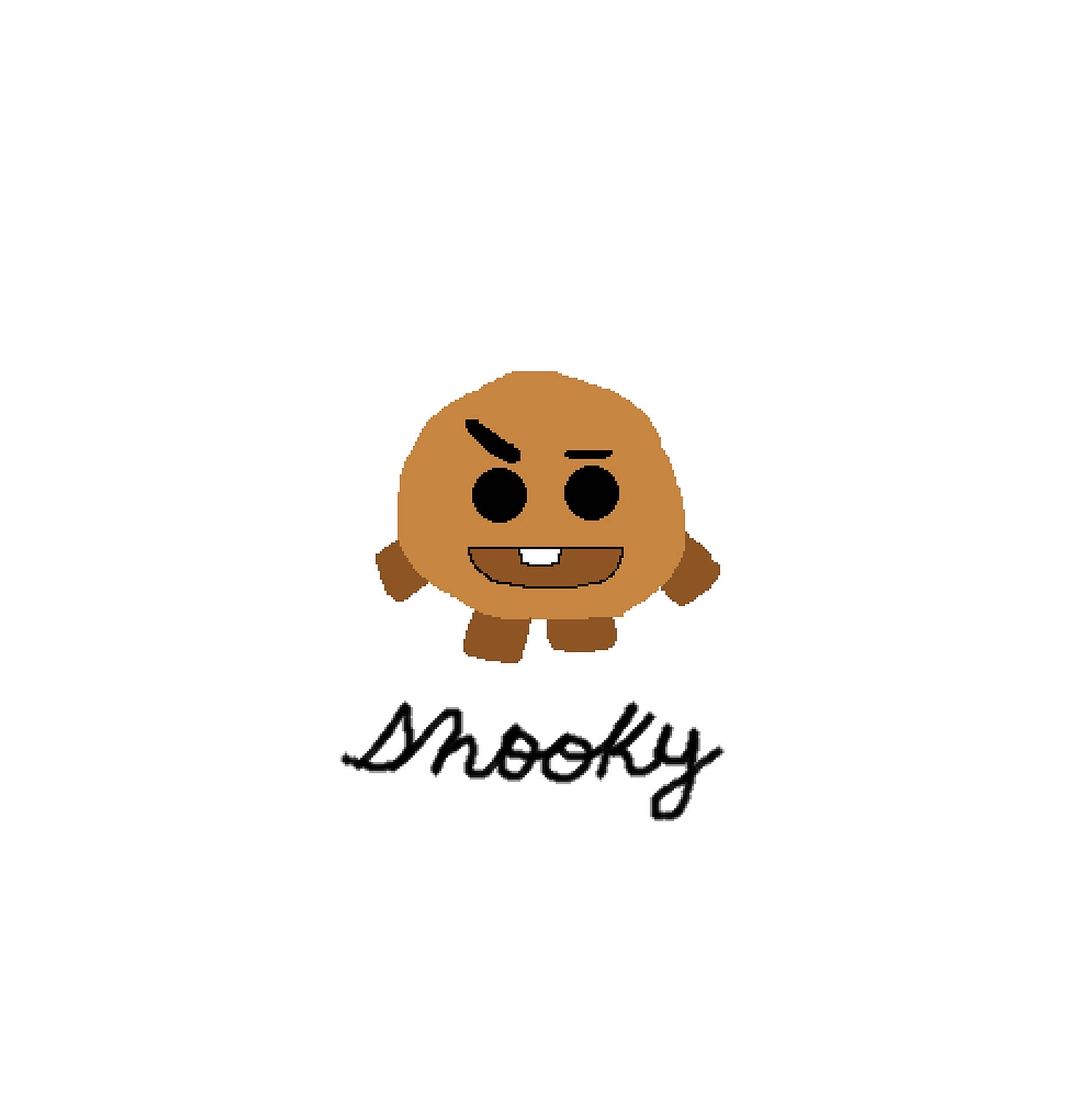 像素化的棕色曲奇角色，名為Shooky，帶憤怒表情。