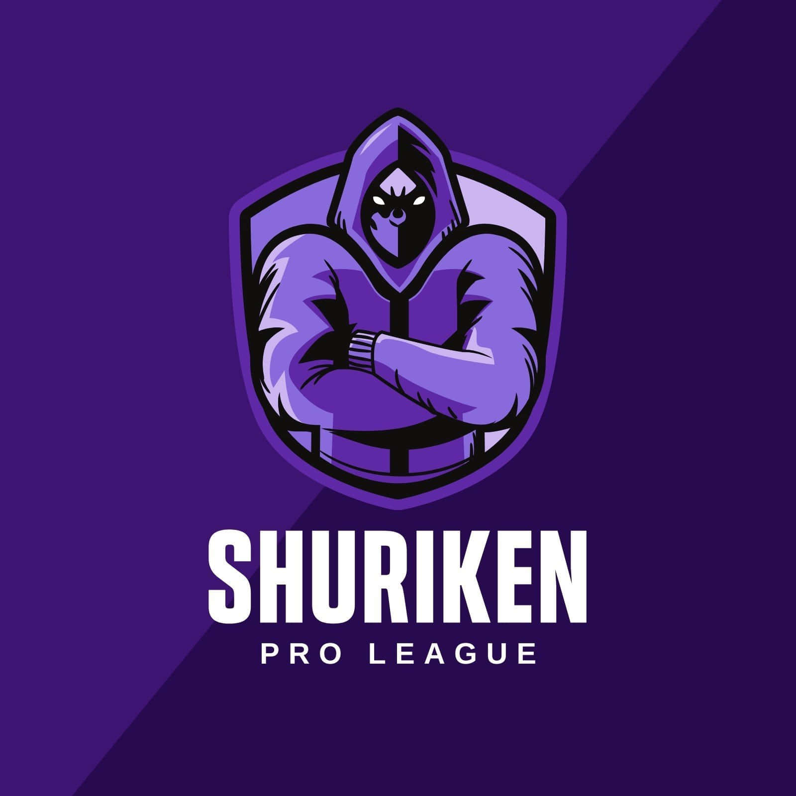 Shuriken Pro League 標誌，以紫色盾牌徽章中的連帽人物為特色。