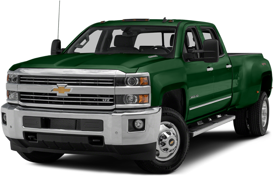 綠色雪佛蘭 Silverado 3500 HD 卡車 壁紙 — 一架光澤綠色 Chevrolet Silverado LTZ 皮卡車，帶有鍍鉻裝飾和黑色輪胎，孤立在純黑色背景上。