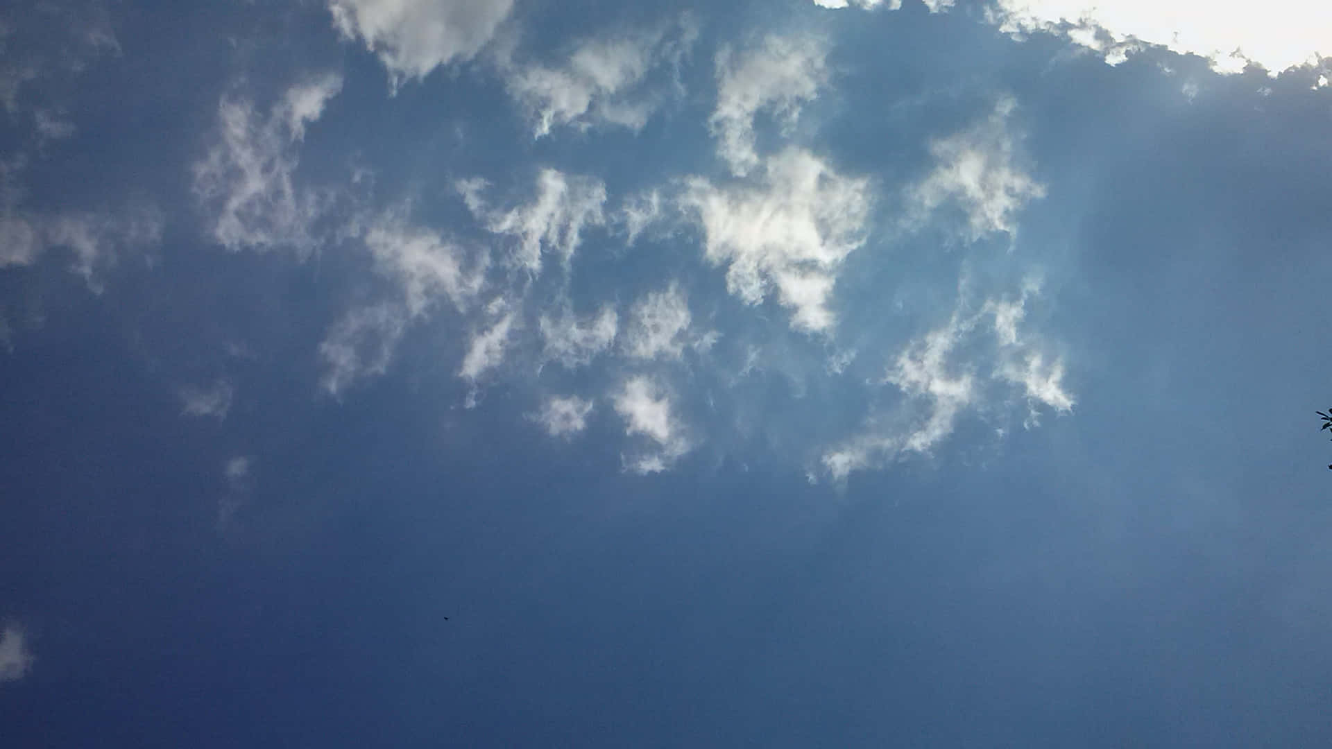 藍天白雲，點點白雲在頭頂飄過