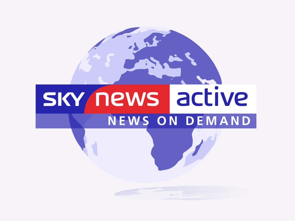 Sky News Active 標誌，帶有地球儀背景和按需新聞標語。