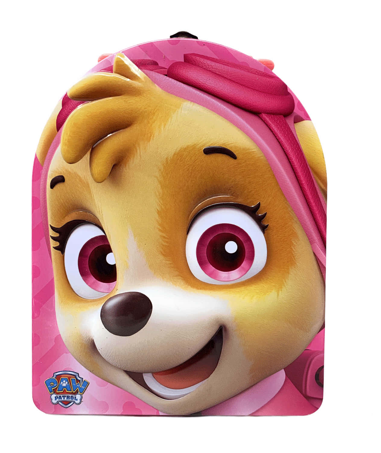 粉紅色 Paw Patrol 背囊，有 Skye 嘅笑面卡通樣。
