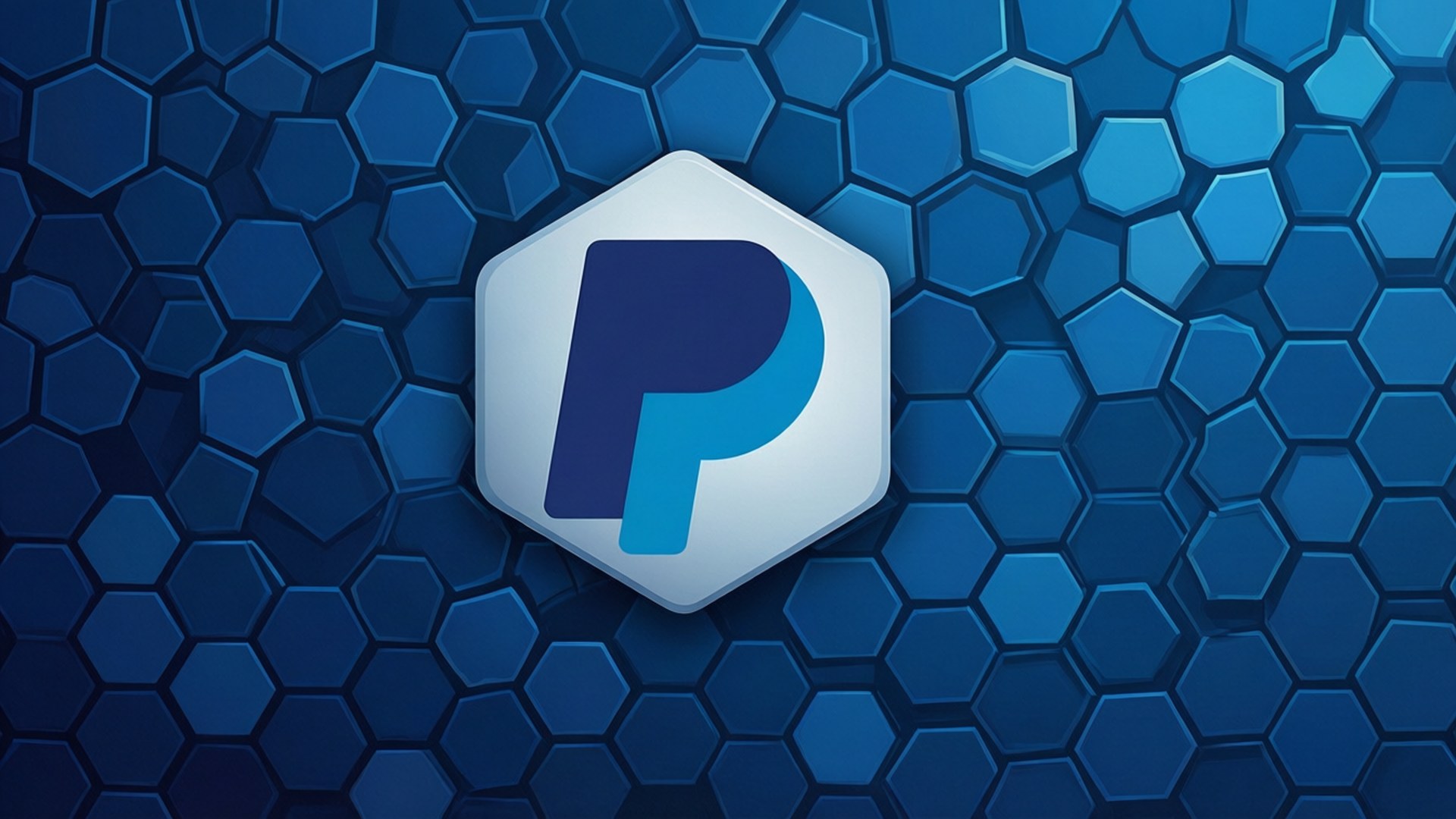 藍色六邊形背景上的PayPal標誌