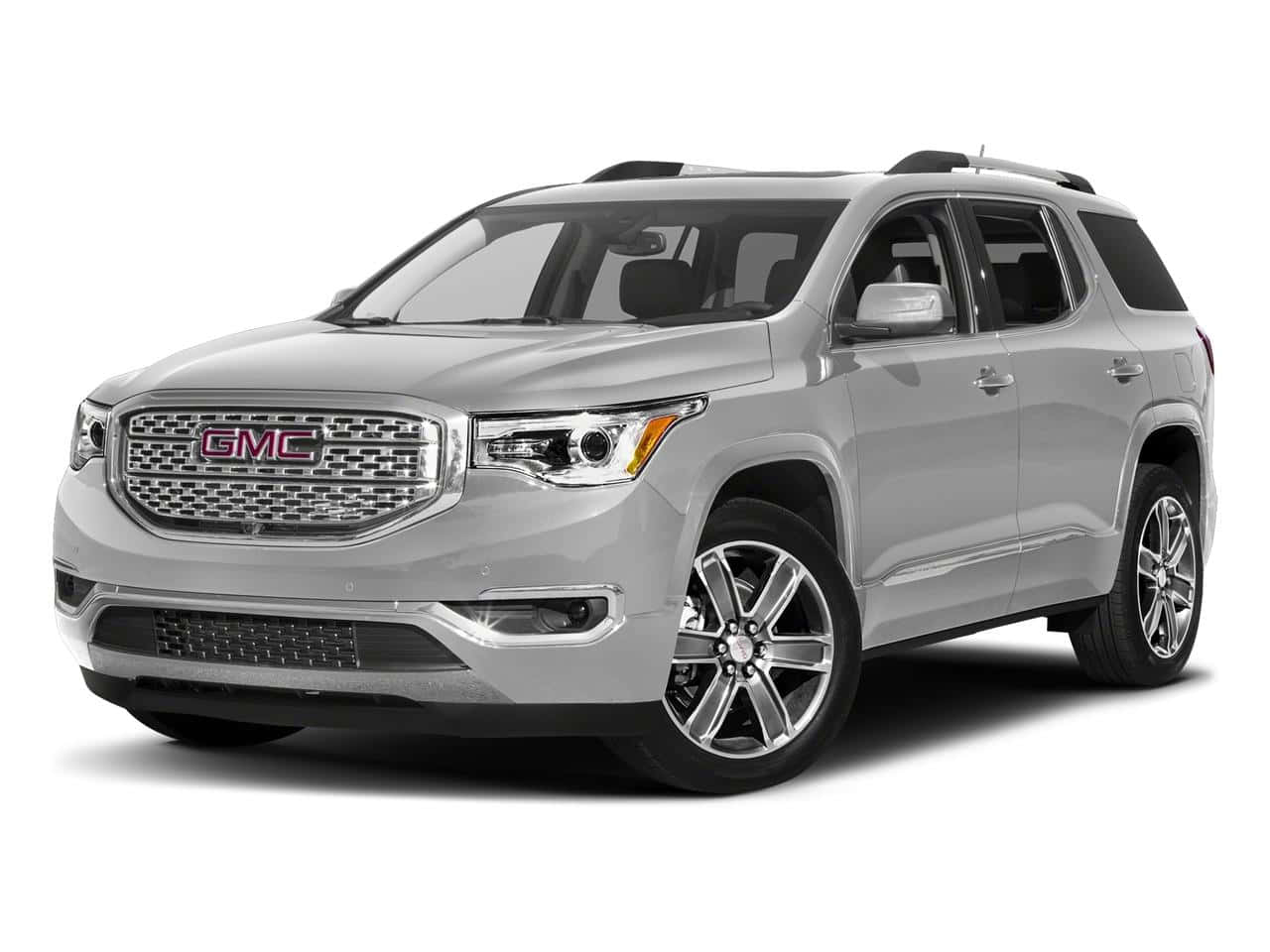 Gmc Acadia 桌布 壁紙 — 一輛時尚的銀色GMC Acadia SUV，在工作室燈光下展示，帶有鍍鉻飾邊和合金輪圈。